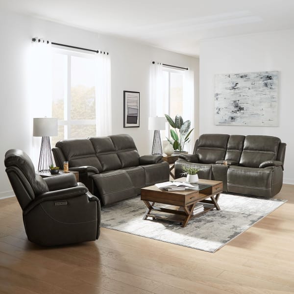 Bentley - Sofa With Loveseat & Recliner - Graphite Gray