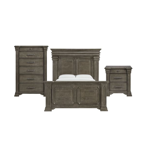 Kings Court - Queen 3 Piece Bedroom Set - Gray