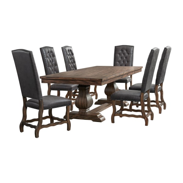 Gramercy - 7 Piece Dining Set (Table And Six Tufted Tall Back Chairs) - Chocolate