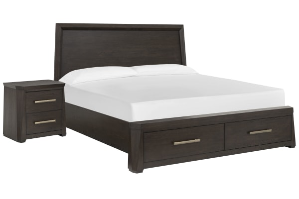 Tauren - California King Panel Storage Bed With Nightstand - Coffee Bean