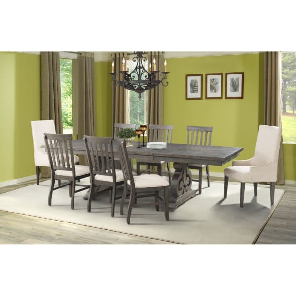 Stone - 7 Piece Dining Set, Table, 4 Side Chairs & 2 Parson Chairs - Smokey Walnut