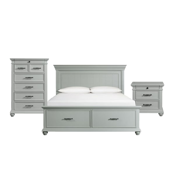 Slater - King Platform Storage 3 Piece Bedroom Set - Gray