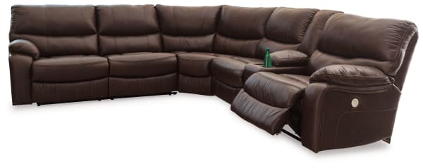 Family Circle - Dark Brown - 3-Piece Power Reclining Sectional With Raf Power Reclining Loveseat With Console