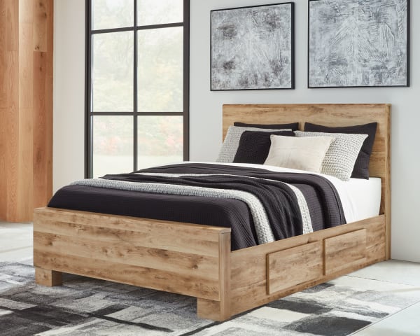 Hyanna - Tan Brown - Queen Panel Bed With 2 Side Storage