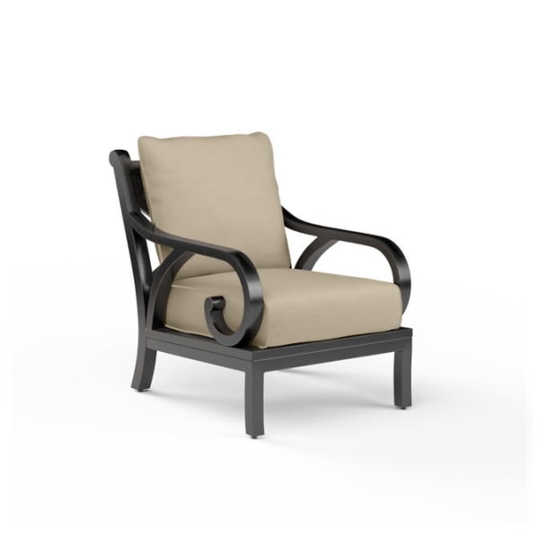 Monterey - Club Chair, With Self Welt - Linen Stone / Black