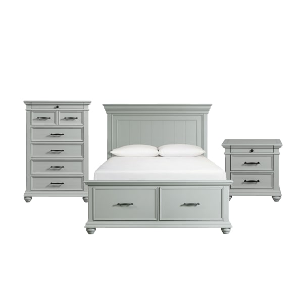 Slater - Queen Platform Storage 3 Piece Bedroom Set - Gray