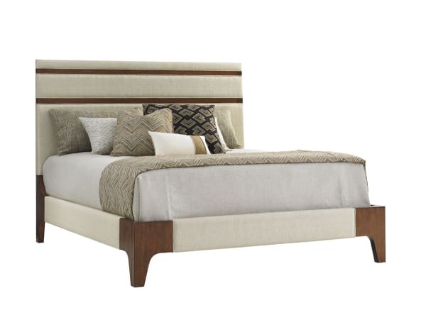 Island Fusion - Mandarin Upholstered Panel Bed 5/0 Queen - Dark Brown