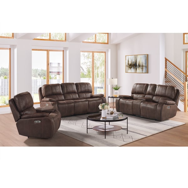 Atlantis - 3 Piece Living Room Set Sofa, Loveseat & Recliner - Heritage Coffee