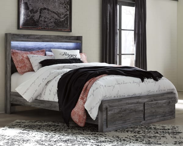 Baystorm - Gray - Queen Panel Bed With 2 Storage Drawers