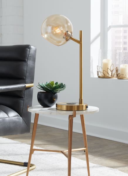 Abanson - Amber / Gold Finish - Metal Desk Lamp 