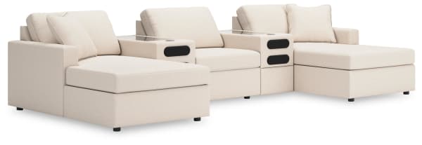 Modmax - 5-Piece Double Storage Chaise Sectional With 2 Audio System Consoles - Oyster