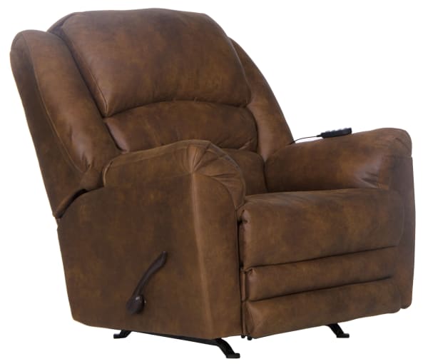 Hayden - Chaise Rocker Recliner With Heat / Massage & Oversize Xtra Comfort Footrest - Auburn