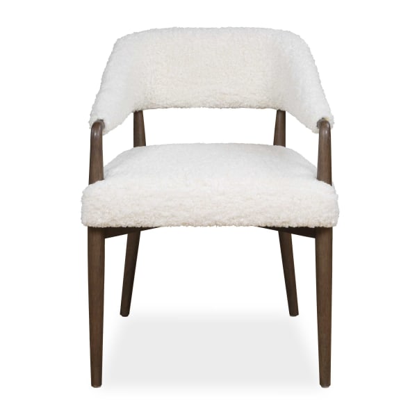 Austell - Shearling Dining Chair - Brown / White