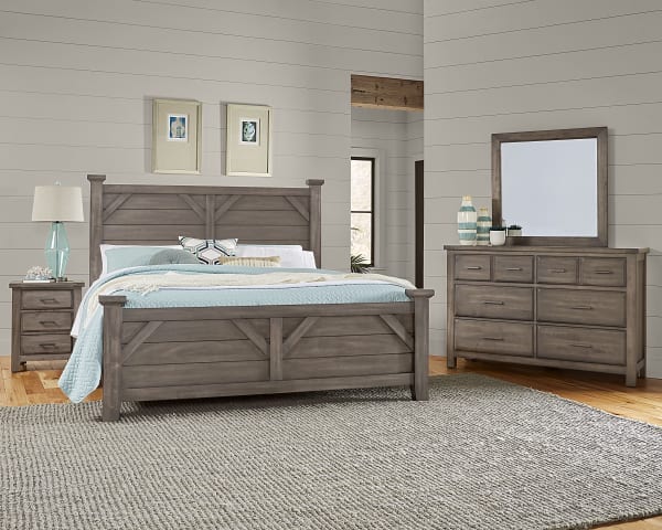Chestnut Creek California King Plank Poster Bed Pewter (Grey)