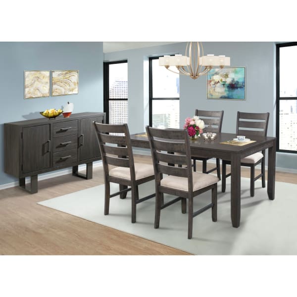 Sawyer - 5 Piece Dining Set Table & 4 Side Chairs - Dark Ash