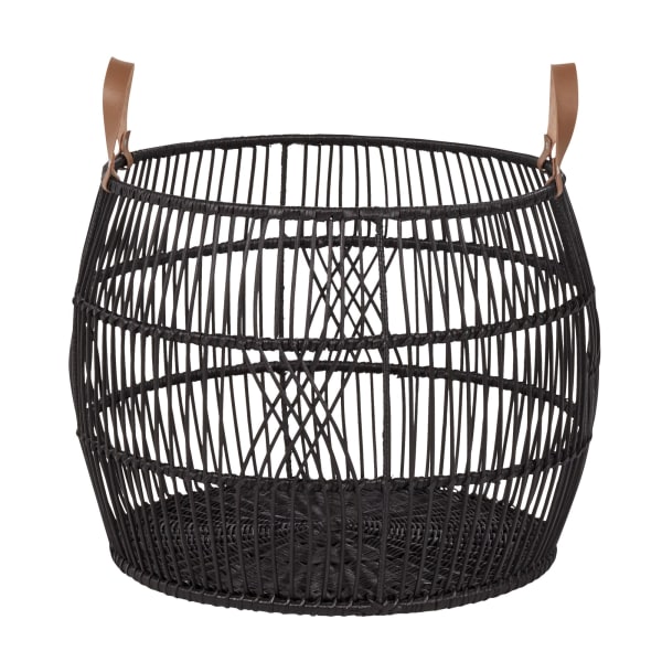 Rug Displays - Rattan Iron Basket Medium - Black