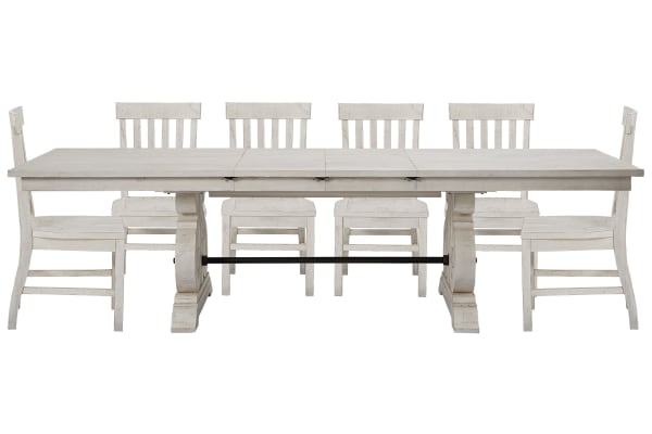 Bronwyn - Extendable Rectangular Dining Table With 6 Side Chairs - Alabaster