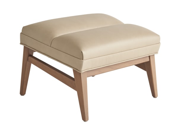 Sunset Key - Hayley Leather Ottoman - Beige / Light Brown