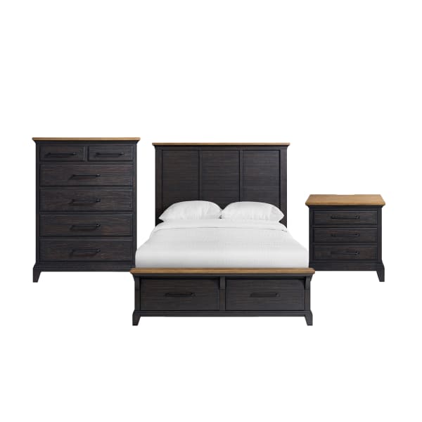 Montrose - Queen Storage 3 Piece Bedroom Set - Espresso & Brown