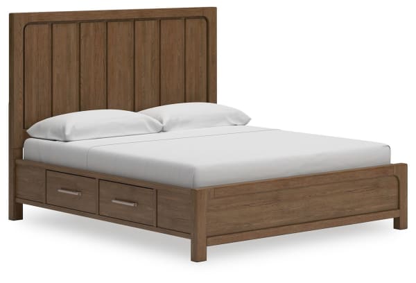 Cabalynn - Light Brown - California King Panel Bed With Storage
