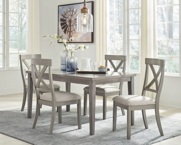Parellen - Gray - 5 Pc. - Dining Room Table, 4 Side Chairs
