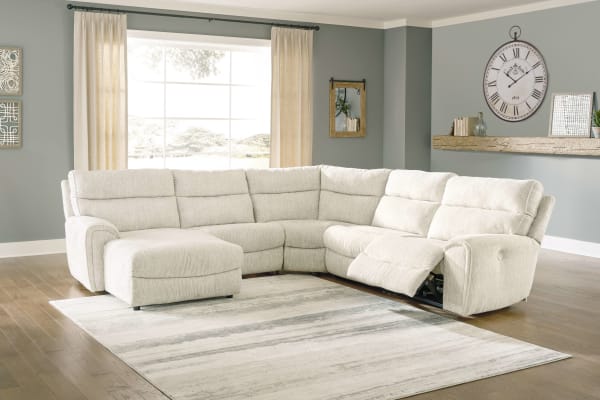 Critic's Corner - Beige - Left Arm Facing Power Chaise 5 Pc Sectional