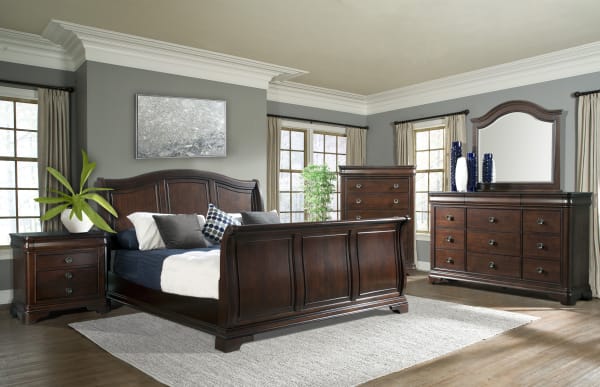Cameron - Queen Sleigh 3 Piece Bedroom Set - Cherry