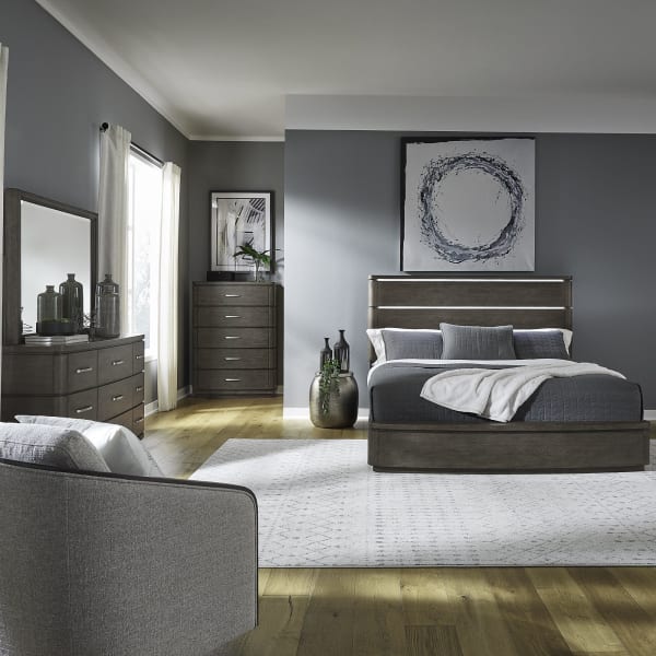 Cascade Falls - 4 Piece Bedroom Set (Queen Panel Bed, Dresser & Mirror, Chest) - Satin Espresso