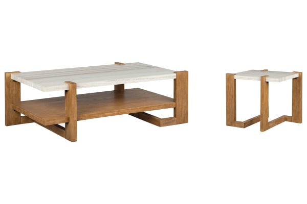 Carrington - Rectangular Cocktail Table With End Table - Honey Wheat