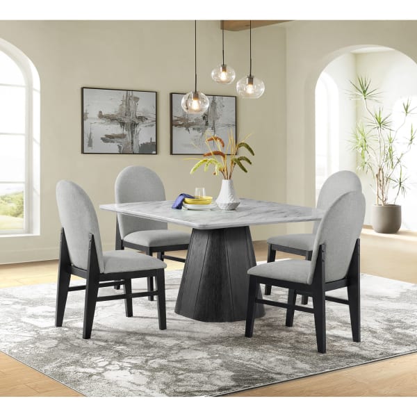 Edison - 5 Piece Standard Height Dining Set (Table And Four Chairs) - White And Black