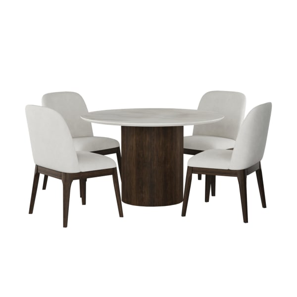Sylvie - 5 Piece Standard Height Dining Set (Round Table And Four Chairs) - Dark Brown