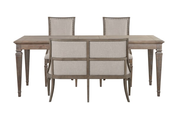 Lancaster - Extendable Rectangular Dining Table With 2 Arm Chairs And Upholstered Bench - Dovetail Gray