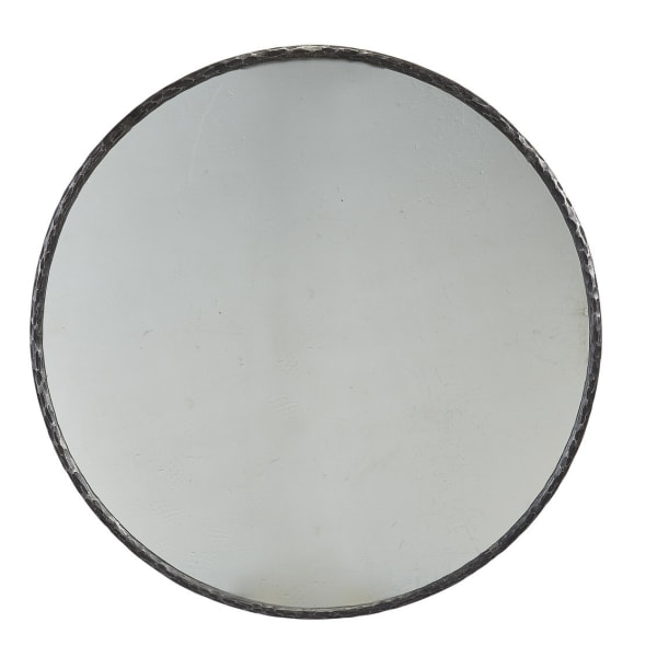 Metal Edge Round Mirror - Dark Gray