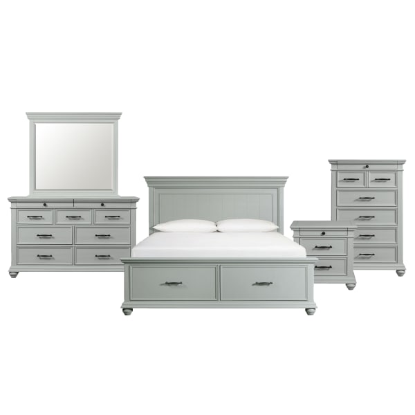 Slater - King Platform Storage 5 Piece Bedroom Set - Gray
