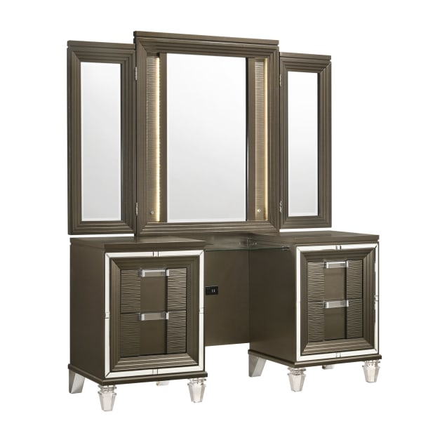 Twenty Nine - Vanity Set With Led & USB Plug - Dark Brown