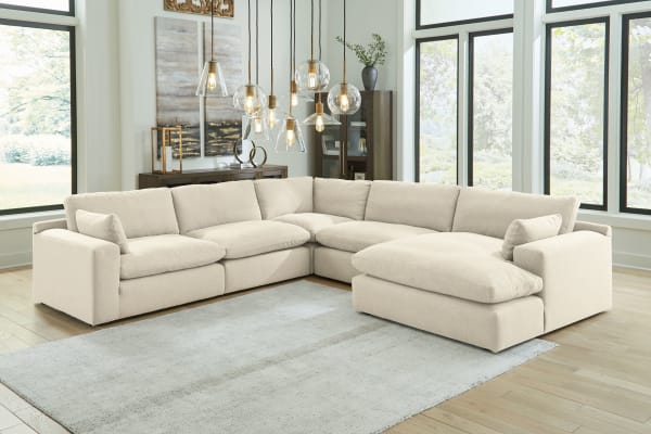 Elyza - Linen - Right Arm Facing Corner Chaise 5 Pc Sectional