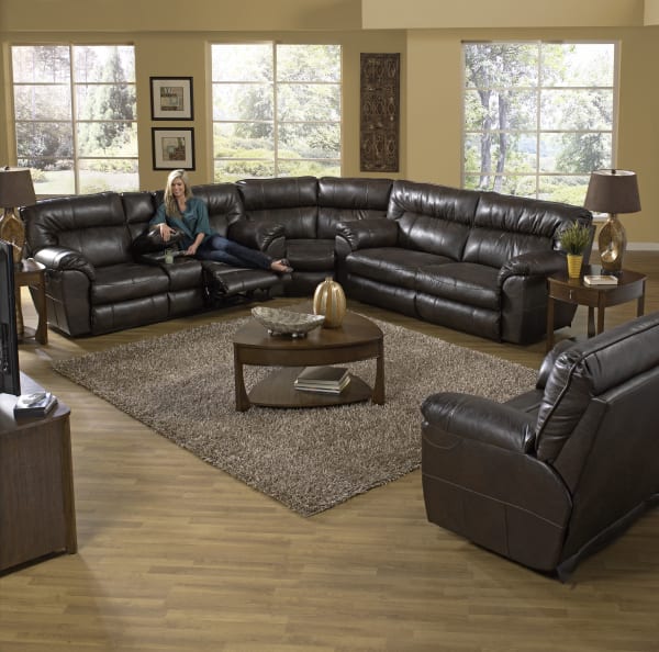 Nolan - Extra Wide Reclining Console Loveseat With Storage and Cupholders - Godiva
