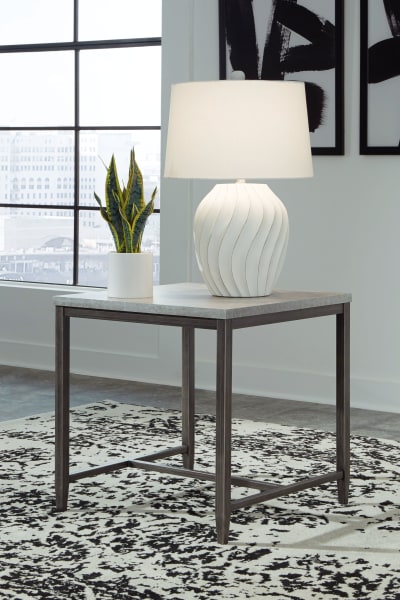 Shybourne - Gray / Aged Bronze - Square End Table