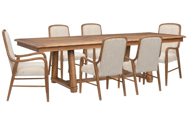 Woodward - Trestle Extendable Dining Table With 6 Arm Chairs - Dark Clove / White