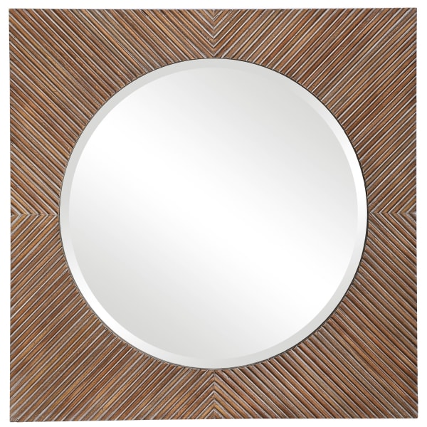 Uma - Wooden Square Mirror - Light Brown