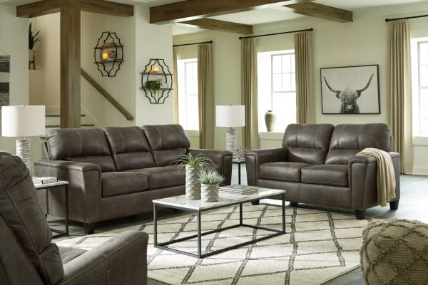 Navi - 3 Pc. - Sofa, Loveseat, Rocker Recliner - Smoke