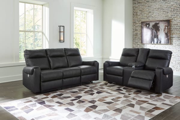 Axtellton - Carbon - 2 Pc. - Power Reclining Sofa, Power Reclining Loveseat