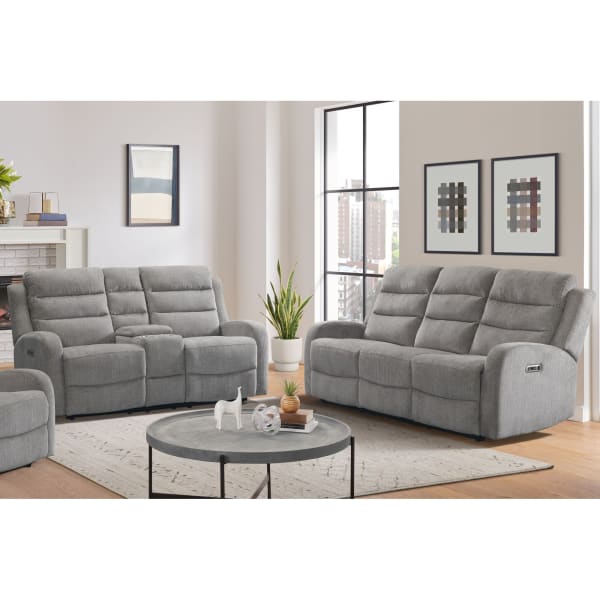 Avanti - 2 Piece Sofa & Loveseat Living Room Set - Whiskers Nature Grey