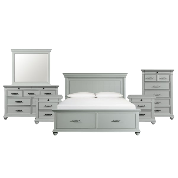 Slater - King Platform Storage 6 Piece Bedroom Set - Gray