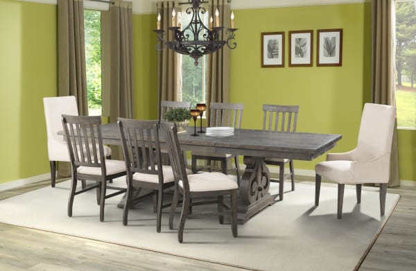 Stone - Dining 10 Piece Set Table, 6 Side Chairs, 2 Parson Chairs & Server - Smokey Walnut