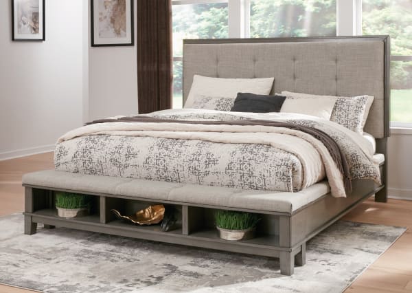 Hallanden - Gray - California King Panel Bed With Storage