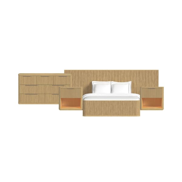 Sylvie - 4 Piece King Wall Bed Bedroom Set (2 Nightstands & Dresser) - Natural