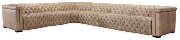 MS - Savion Grandier 6-Piece Power Headrest Sectional With Power Recline - Light Brown
