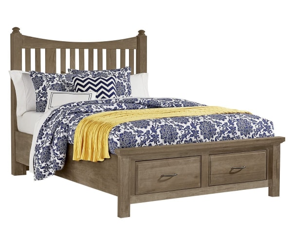 Maple Road King Slat Poster Bed with Storage Footboard Weathered Gray