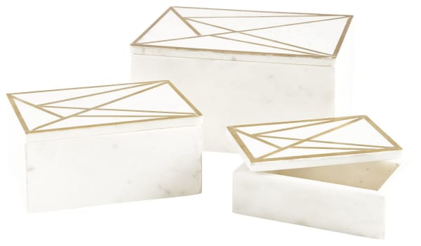 Ackley - White / Brass Finish - Box Set (Set of 3)